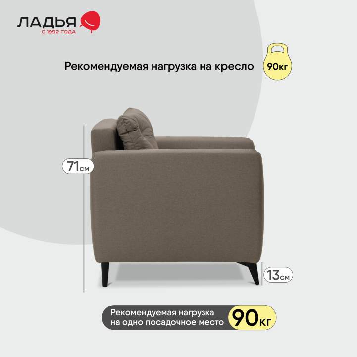 Нераскладное кресло Тиволи коричневая рогожка
