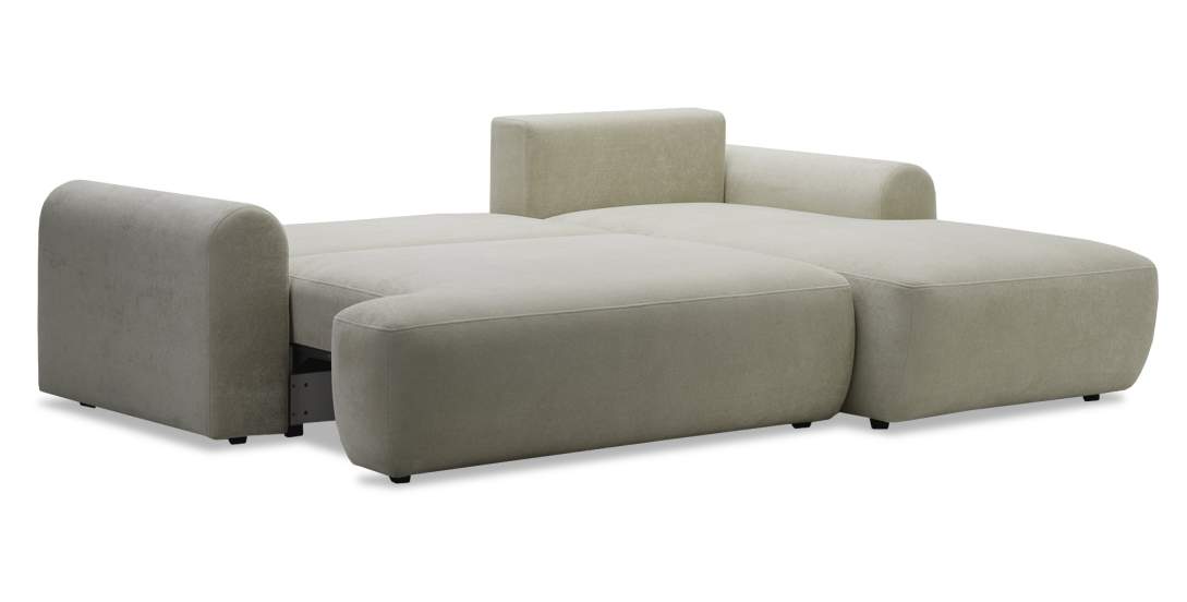 Угловой диван правый Кьянти Cветло-бежевый велюр