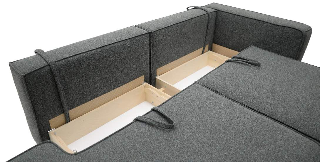 Угловой диван правый Рейф Графитовый меланж букле