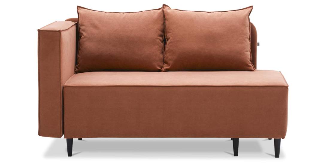 Угловая кушетка левая Элфи пыльно-терракотовый велюр