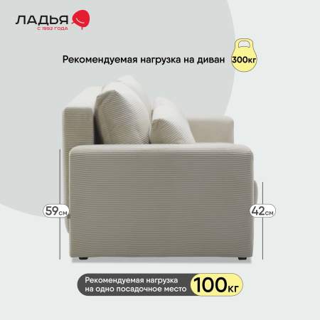 Прямой диван Рица Молочный кремовый велюр 