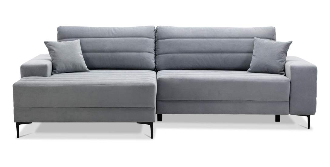 Угловой диван левый Белес Светло-серый велюр 