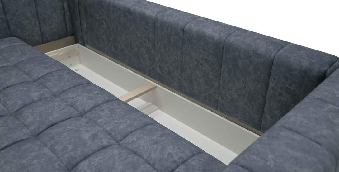 Прямой диван Энзо сине-серый велюр