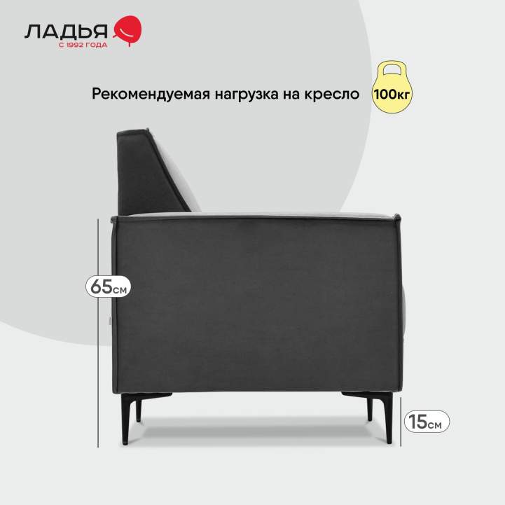 Кресло Авиньон Серый велюр