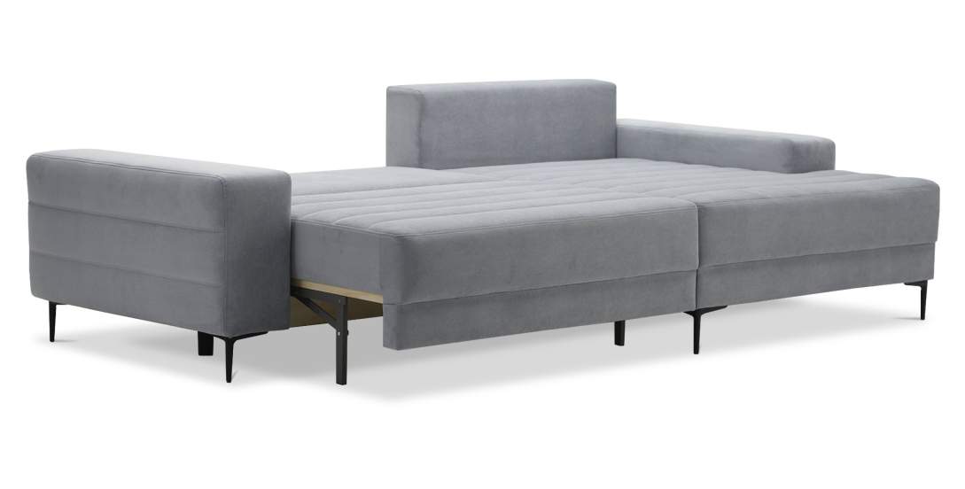 Угловой диван правый Белес Светло-серый велюр 