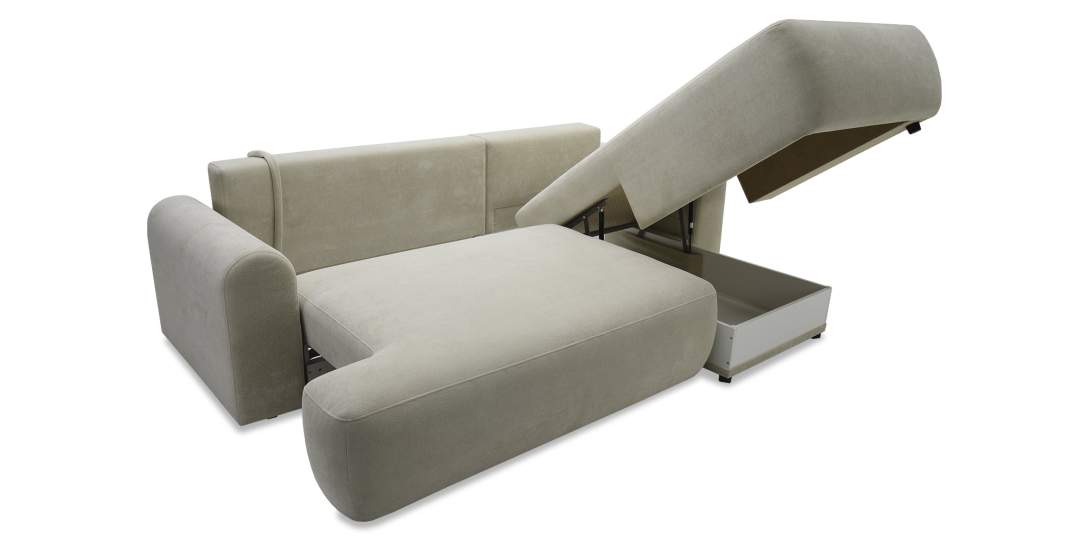 Угловой диван правый Кьянти Cветло-бежевый велюр