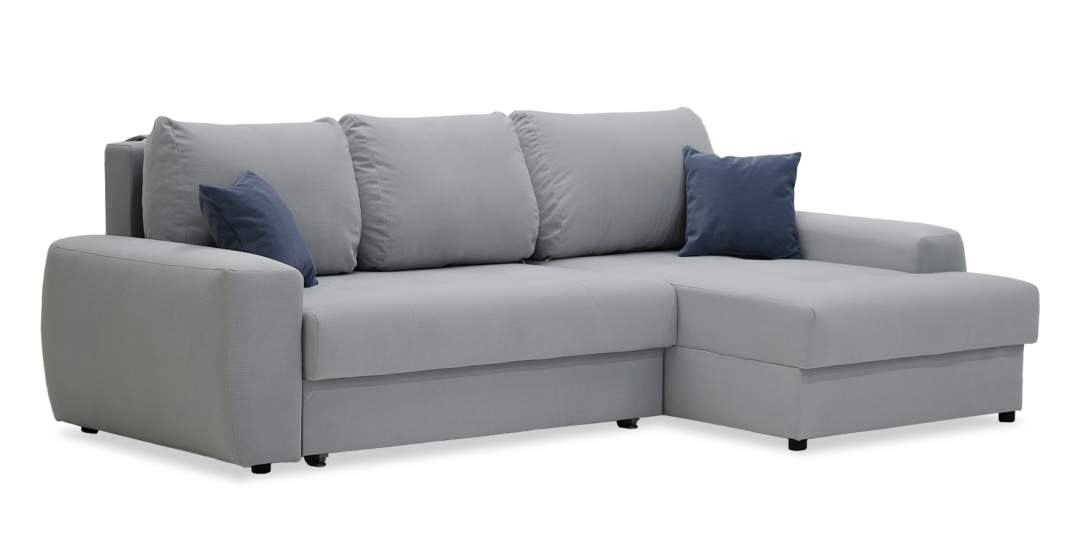 Угловой диван правый Коста светло-серый велюр