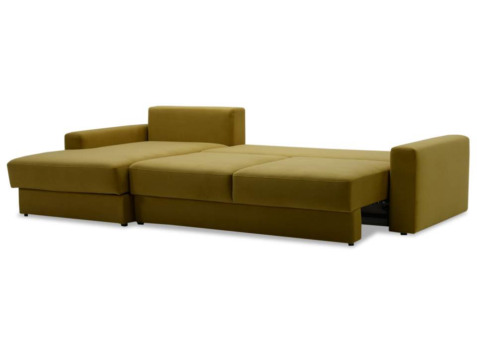 Угловой диван левый Вегас горчичный велюр