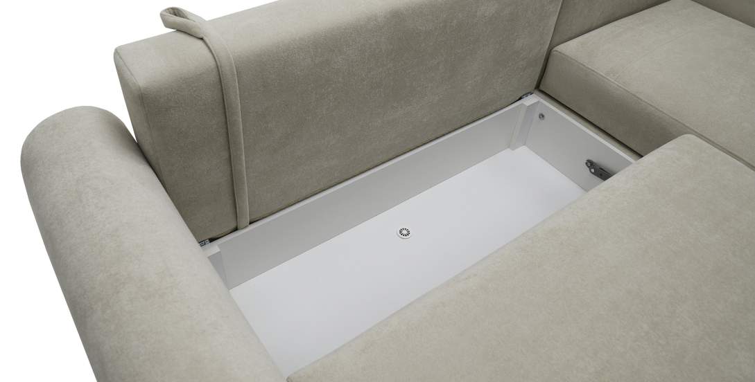 Угловой диван правый Кьянти Cветло-бежевый велюр