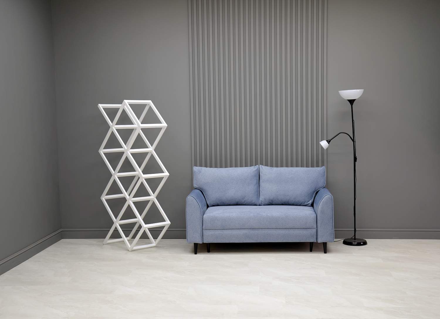 Прямой мини диван Касита 140 голубой велюр