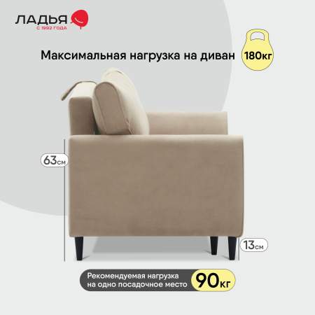 Прямой мини диван Касита 120 бежевый велюр