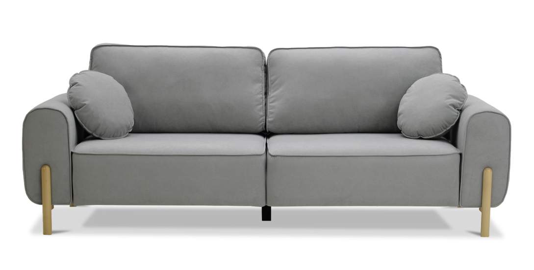 Прямой диван Тельда серый велюр