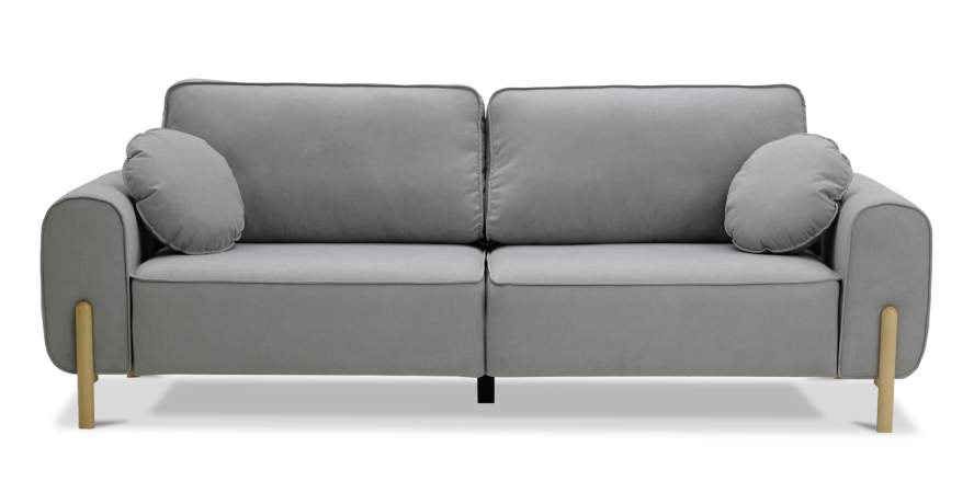 Прямой диван Тельда серый велюр