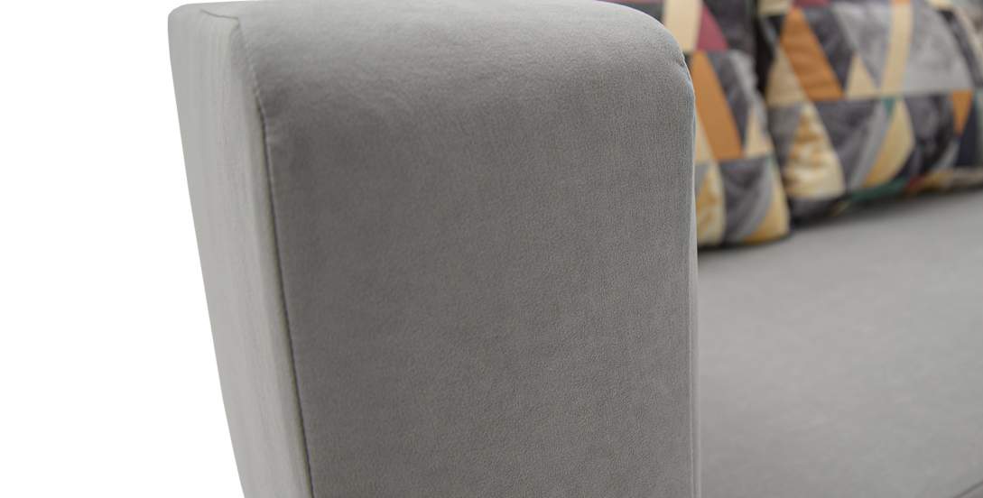 Угловая кушетка левая Иби Дымчатый серый велюр