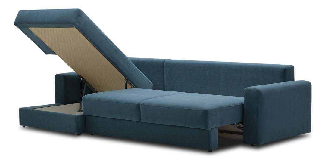 Угловой диван левый Вегас Индиго велюр