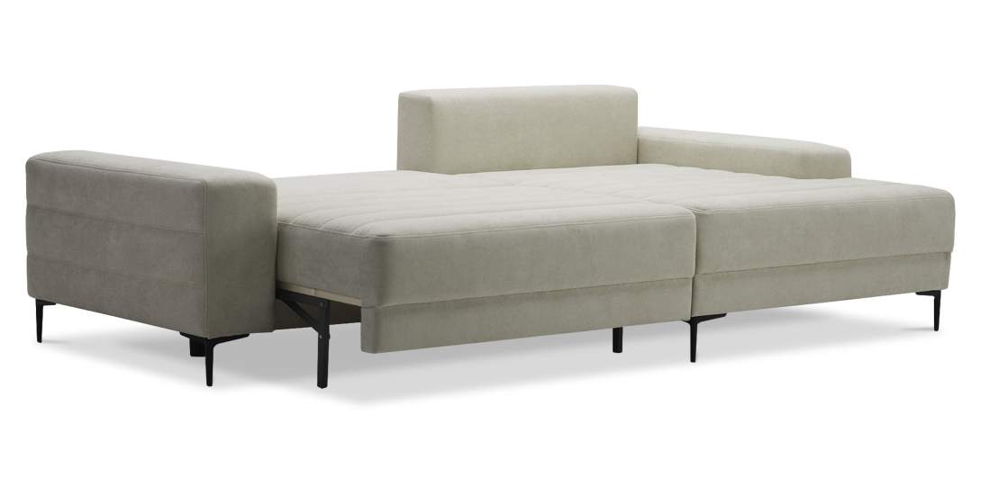 Угловой диван правый Белес Молочно-кремовый букле 