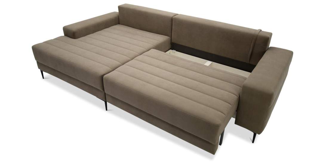 Угловой диван левый Белес Светло-коричневый велюр