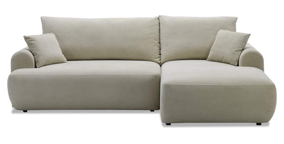 Угловой диван правый Кьянти Cветло-бежевый велюр