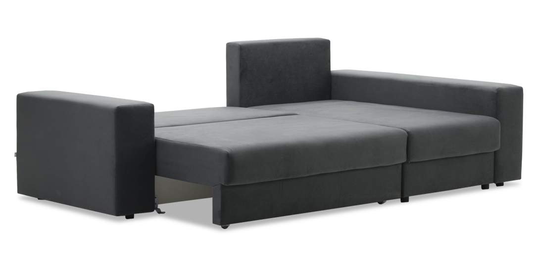 Угловой диван правый Майами Оникс велюр