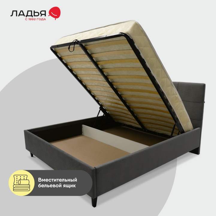 Двуспальная кровать Айлен 160 серый велюр