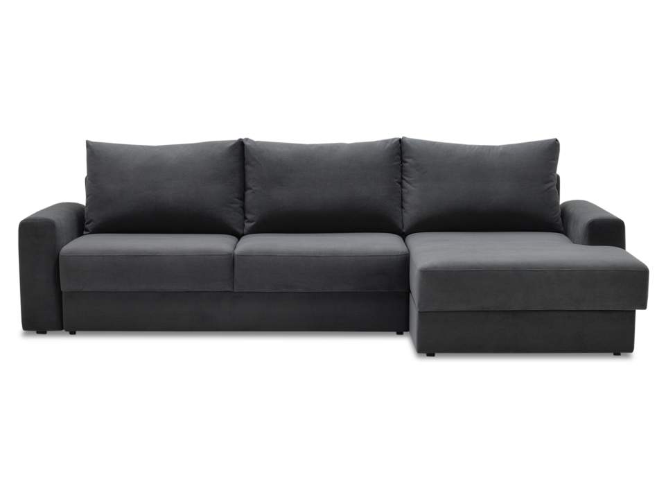 Угловой диван правый Вегас графитовый велюр
