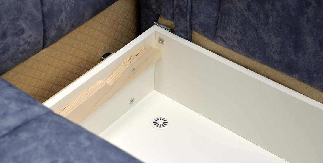 Прямой диван Энзо сине-серый велюр