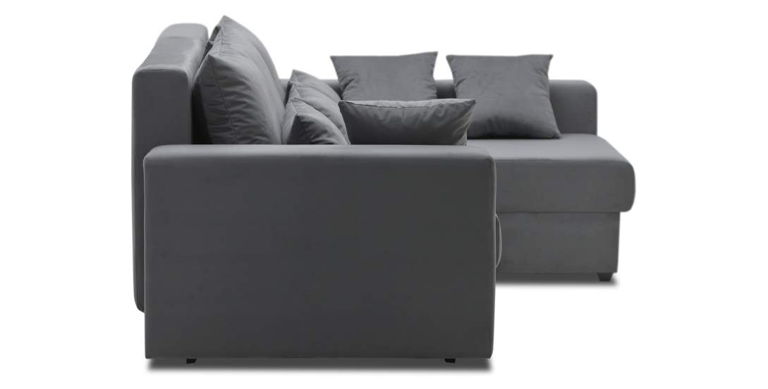 Угловой диван правый Майами светло-серый велюр 