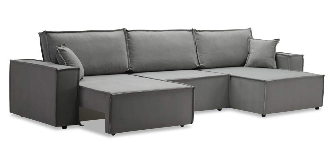 Угловой диван Фабио Max серо-бежевый велюр