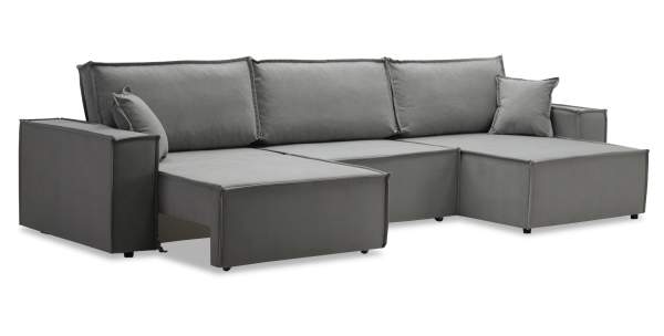 Угловой диван Фабио Max серо-бежевый велюр