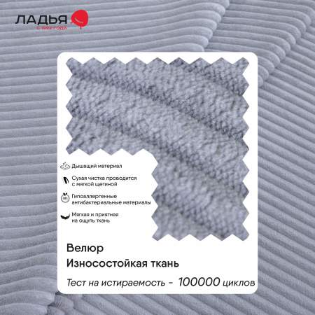 Прямой диван Тайлин Стальной велюр