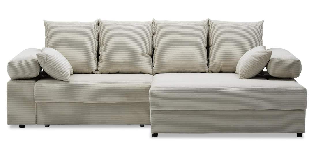 Угловой диван правый Тайлин Молочный кремовый велюр 