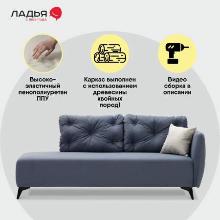 Угловая кушетка Тиволи 190 Cеро-синий велюр Уцененный