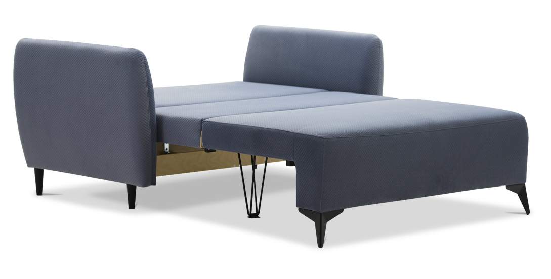 Прямой мини диван Тиволи 120 Серо-синий велюр 