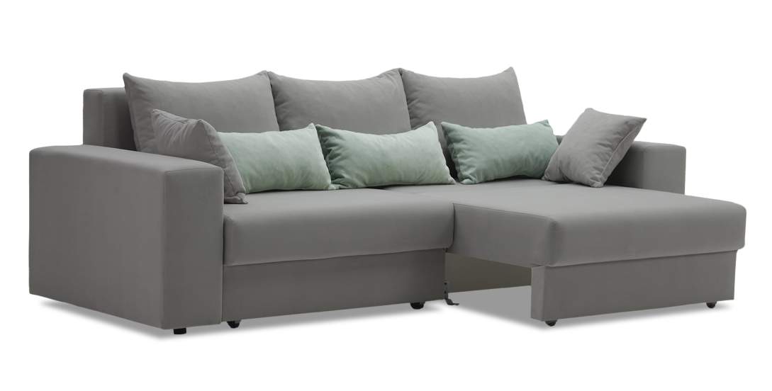 Прямой диван Майами Дымчатый серый велюр 