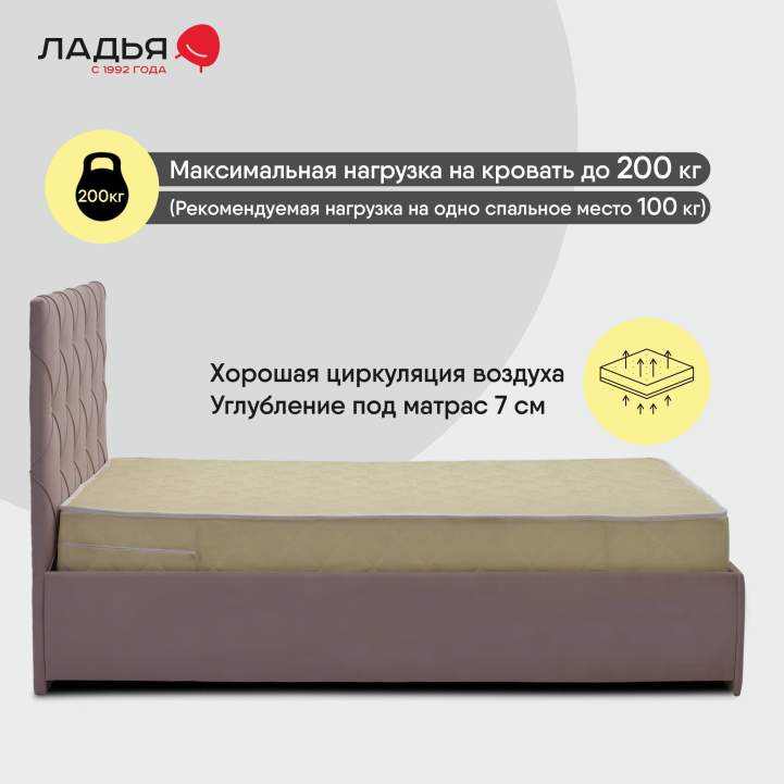 Двуспальная кровать Артэ 160 розовый велюр