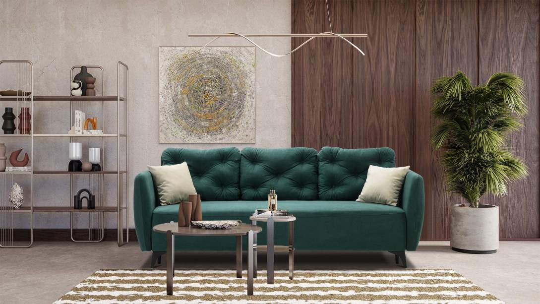 Прямой диван Тиволи Изумрудный велюр 