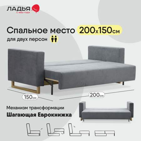 Прямой диван Каперс Жемчужно-серый велюр Уцененный