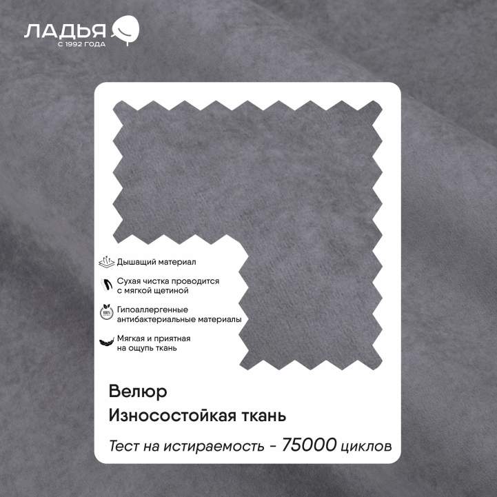 Прямой диван Тьерри Антрацитовый велюр