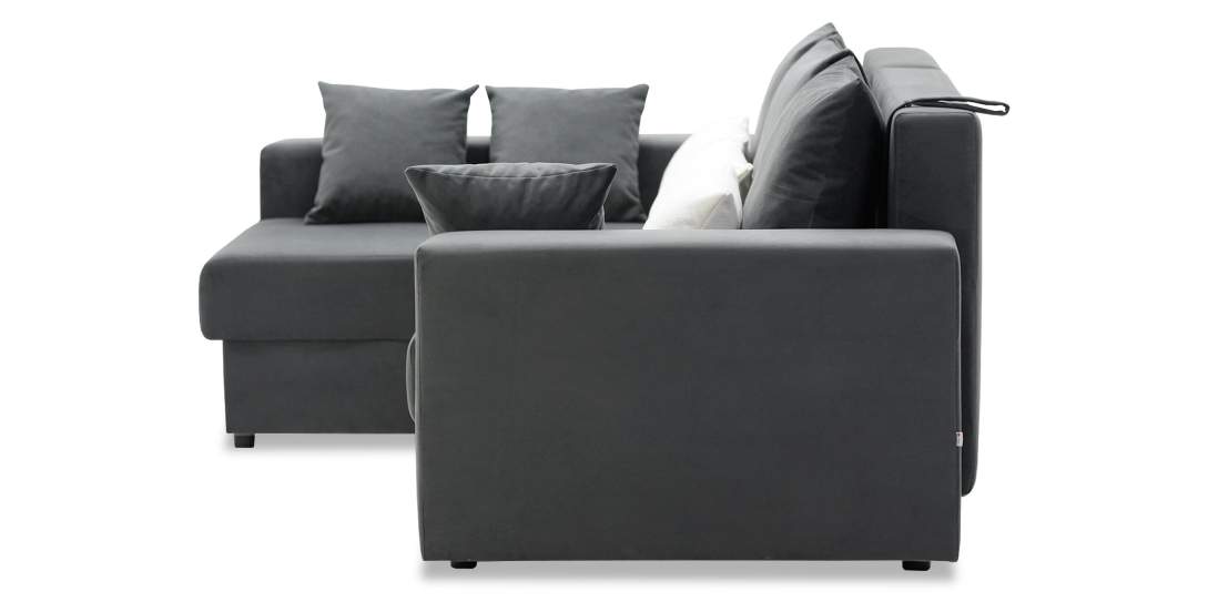 Угловой диван левый Майами Оникс велюр