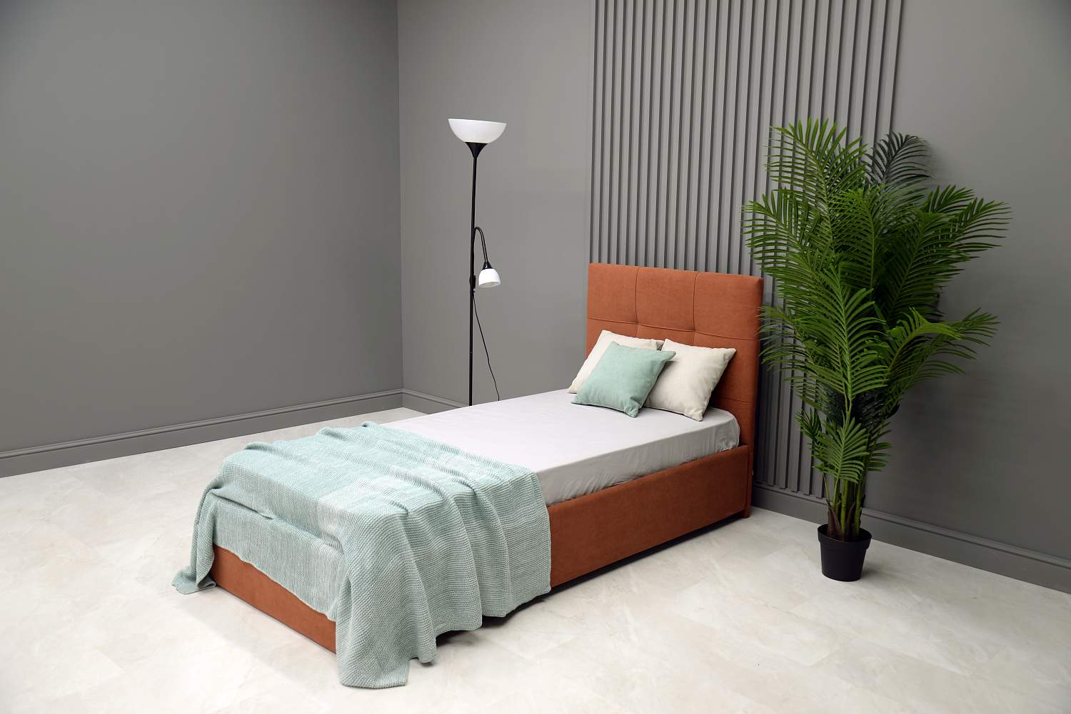 Односпальная кровать Келли 90 терракотовый велюр