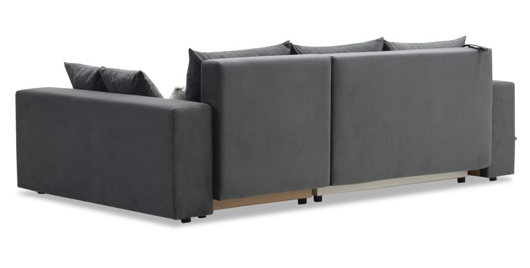 Угловой диван правый Майами Оникс велюр