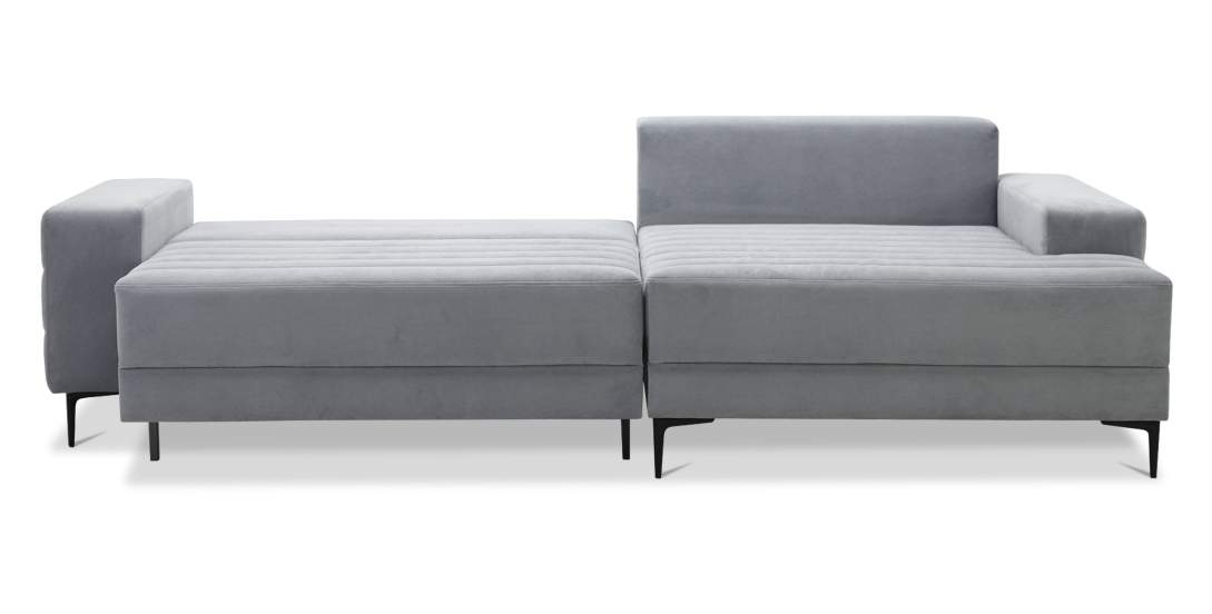 Угловой диван правый Белес Светло-серый велюр 