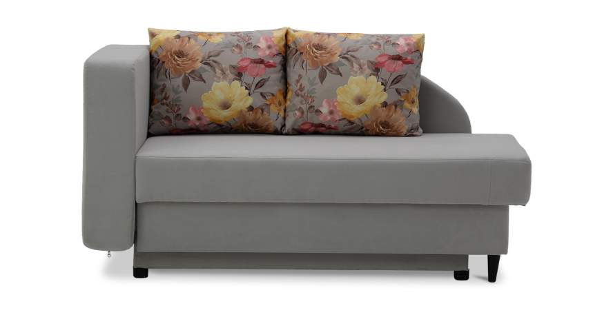 Угловая кушетка левая Иби светло-серый велюр