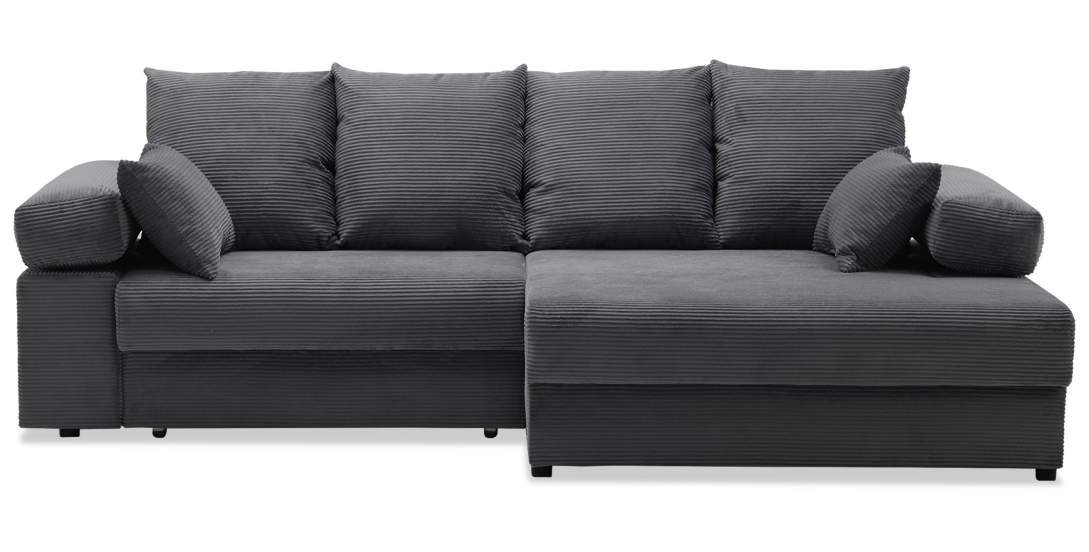 Угловой диван правый Тайлин Графитовый велюр 