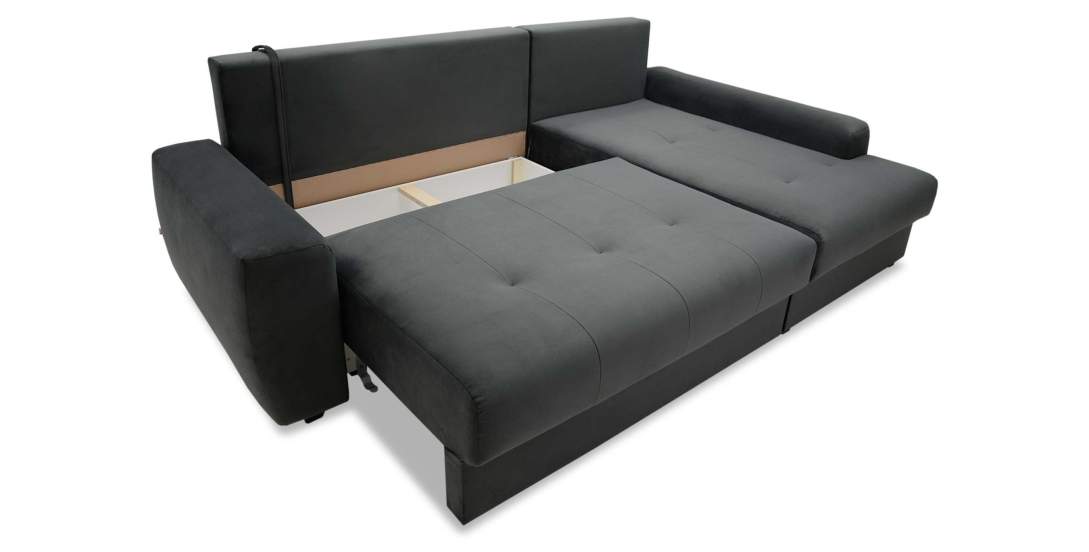 Угловой диван правый Коста Графитовый велюр 