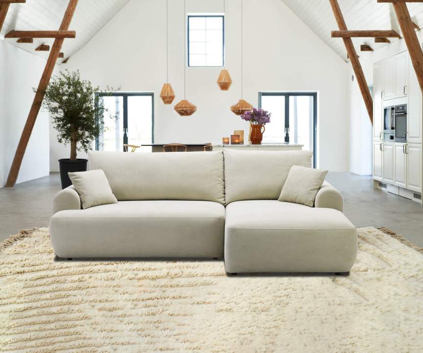 Угловой диван левый Кьянти Cветло-бежевый велюр