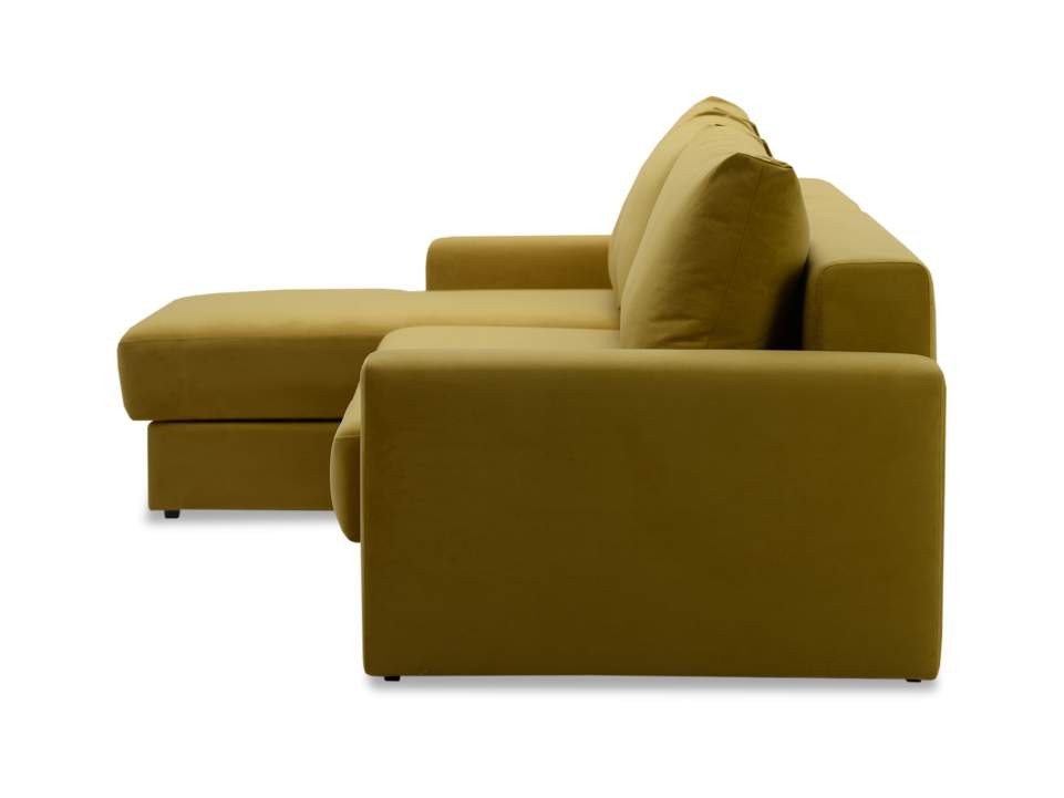 Угловой диван правый Вегас горчичный велюр