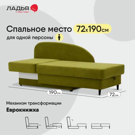 Угловая кушетка левая Иби Травяной зеленый велюр