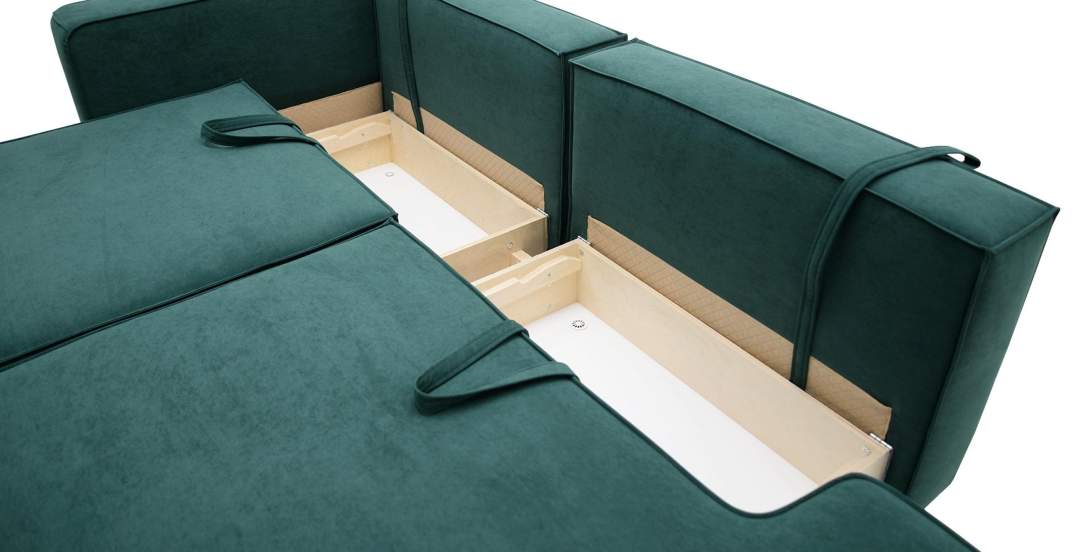 Угловой диван левый Рейф Изумрудный велюр