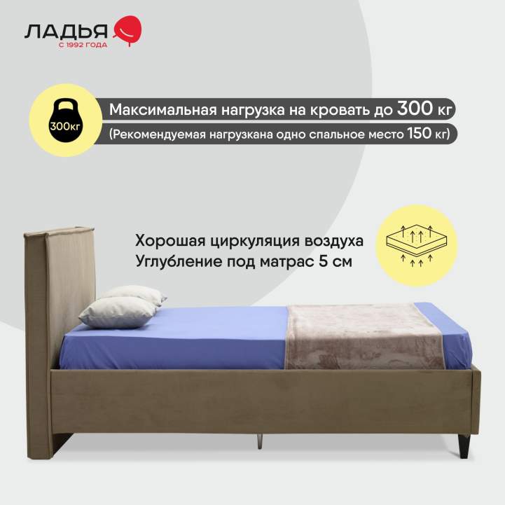 Двуспальная кровать Блэр 160 светло-коричневый велюр